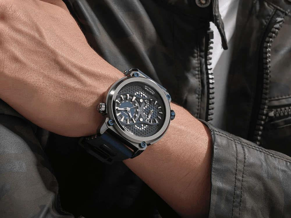 Montre à Quartz Police Boa, PVD, 48 mm, Bleu, PEWGM0071803