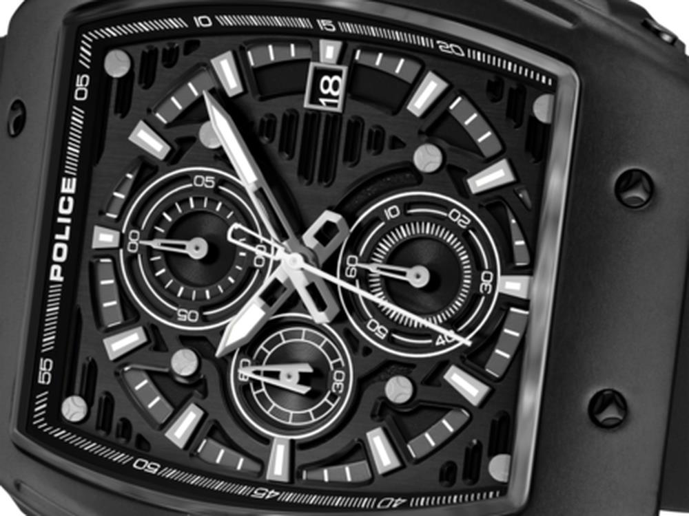 Montre à Quartz Police Connector, 46 mm, Noir, PEWGO0000702