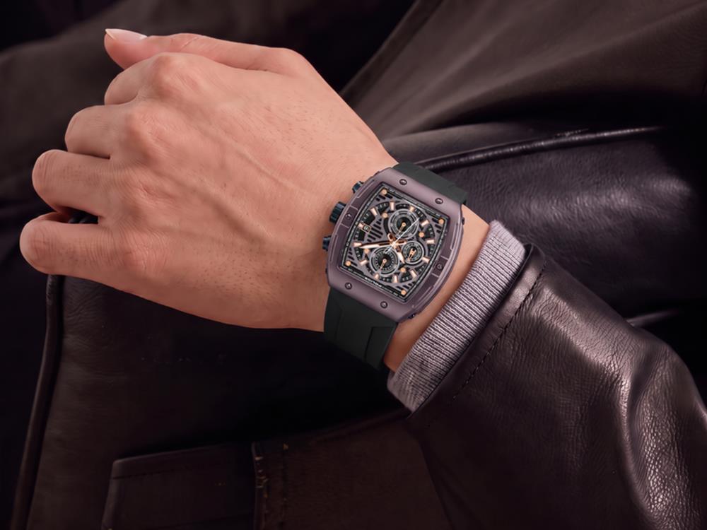 Montre à Quartz Police Connector, 46 mm, Marron, PEWGO0000703