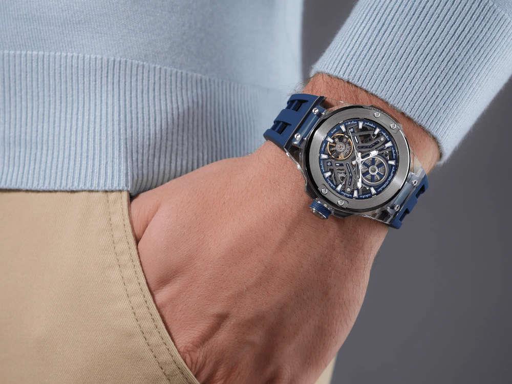 Montre Automatique Police Cyclone, 43 mm, Bleu, PEWGR0082204
