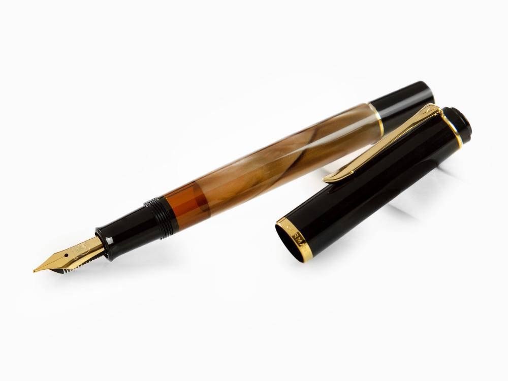 Stylo Plume Pelikan M200 Brown Marbled, Marron, Attributs Or, 808897