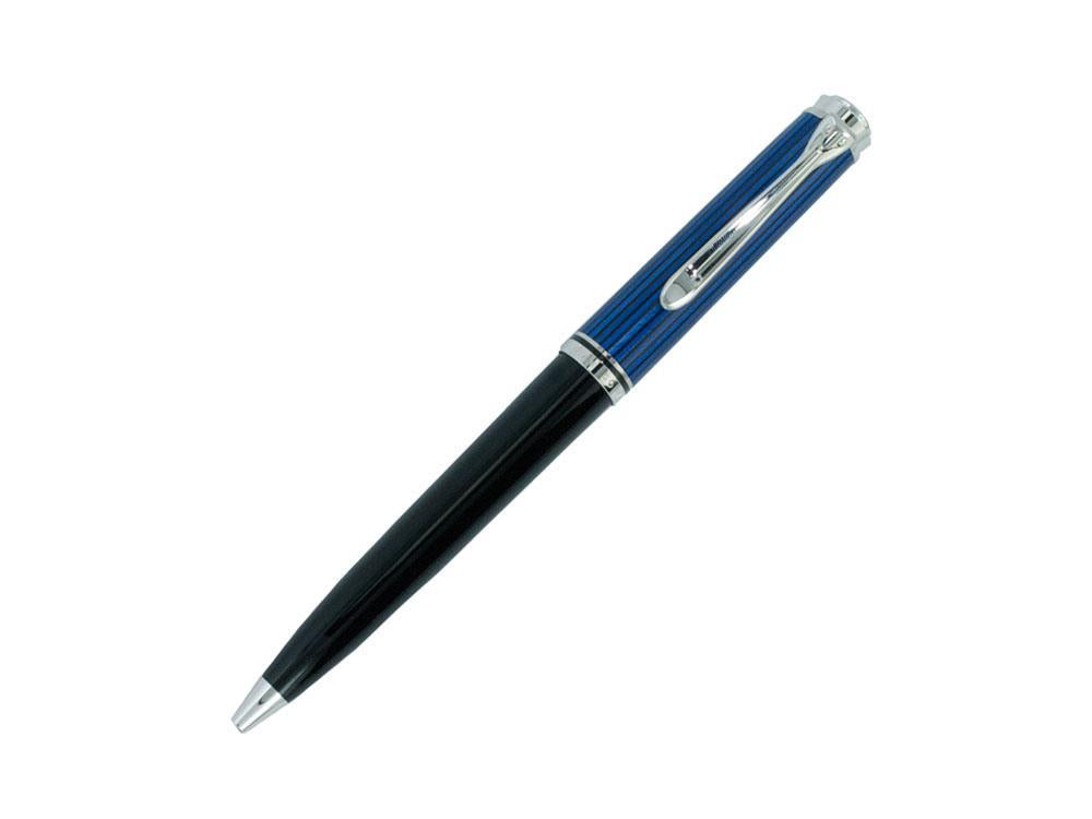 Stylo bille Pelikan K805, Noir et bleu, Attributs argent, 933697