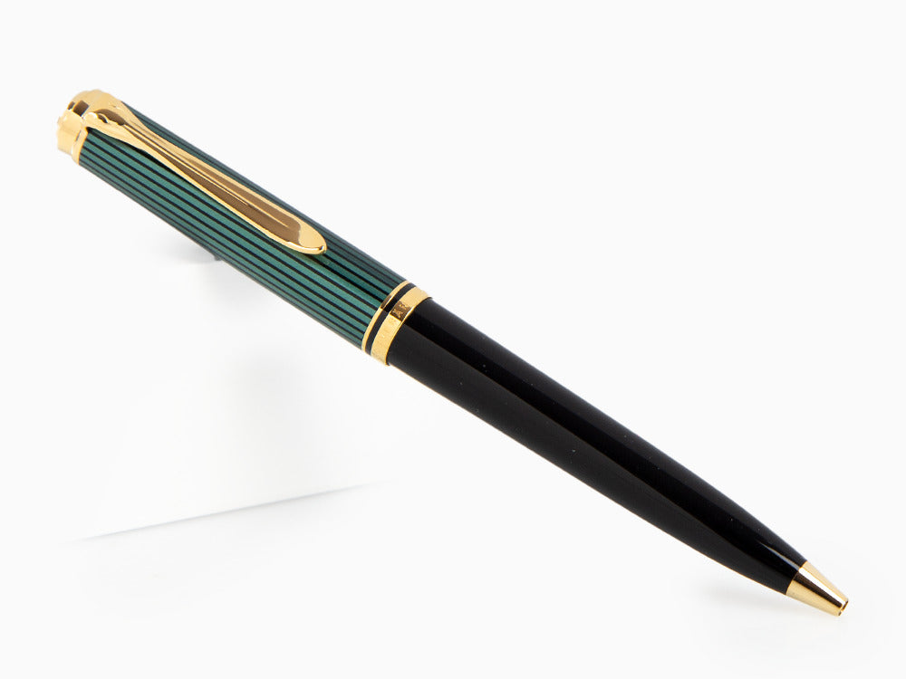 Stylo bille Pelikan K800, Noir et vert, Attributs or, 987834
