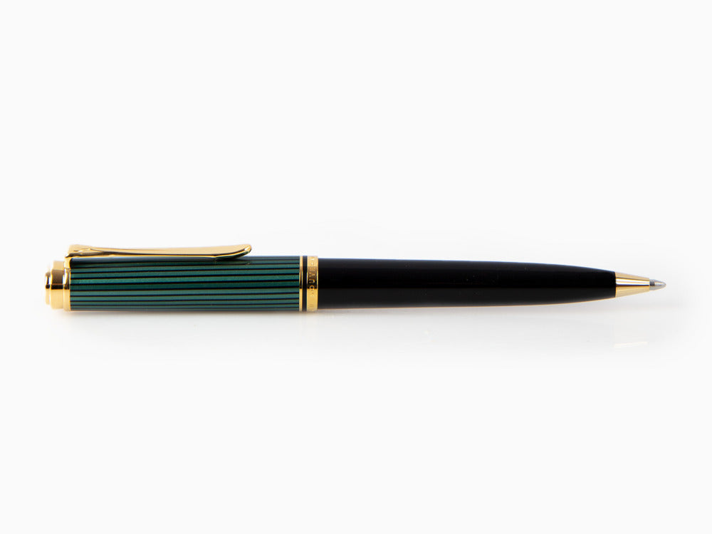 Stylo bille Pelikan K800, Noir et vert, Attributs or, 987834