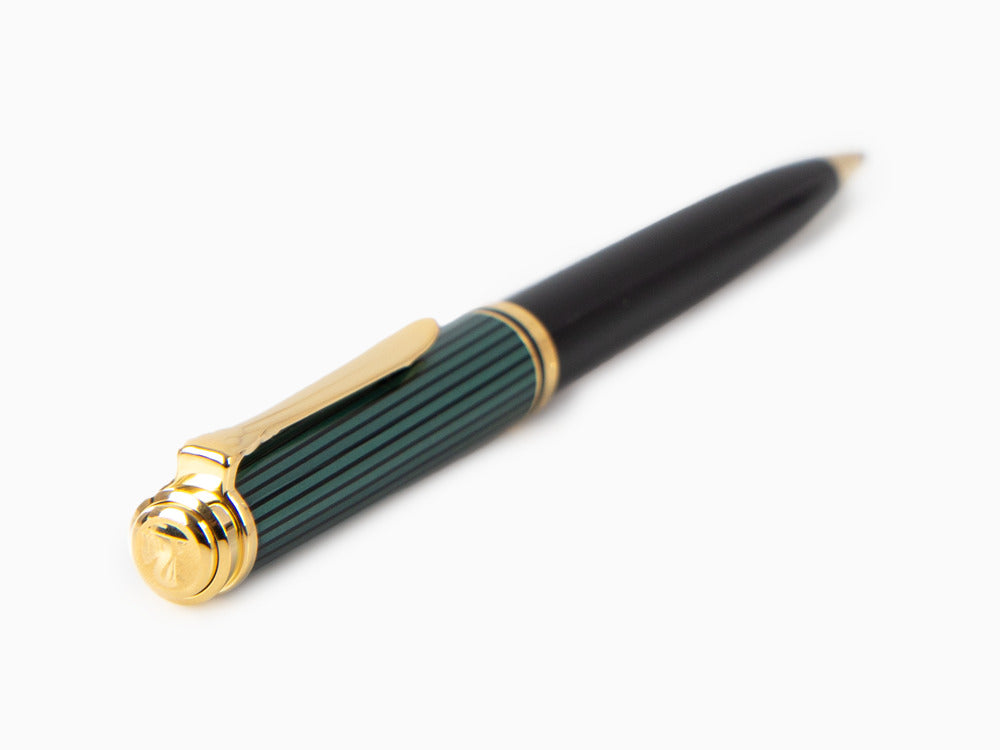Stylo bille Pelikan K800, Noir et vert, Attributs or, 987834