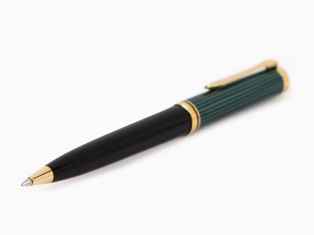 Stylo bille Pelikan K800, Noir et vert, Attributs or, 987834