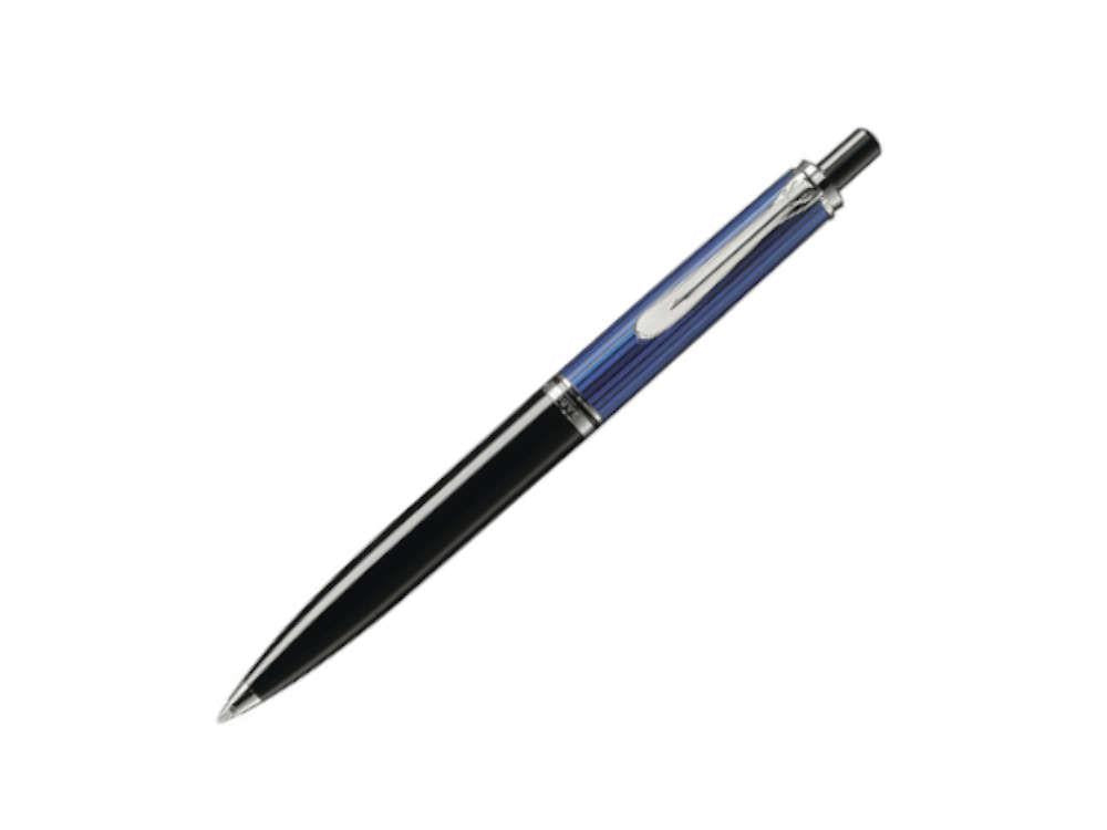 Stylo bille Pelikan K405, Noir et bleu, Attributs argent, 932715