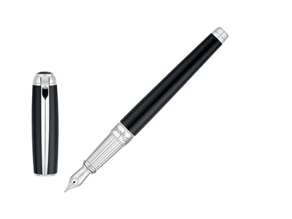Stylo Plume S.T. Dupont New Line D Large, Laque, Noir, Palladium