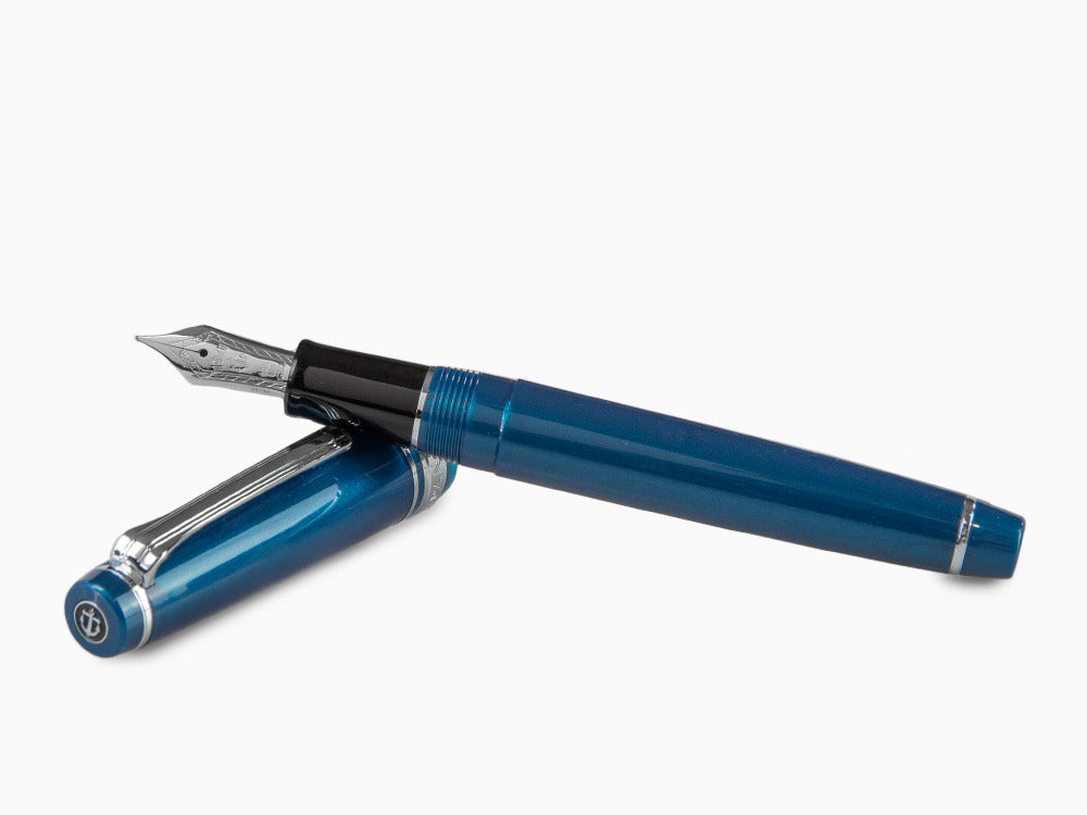 Stylo Plume Sailor Professional Gear Slim Silver, Metallic Blue, Rhodium