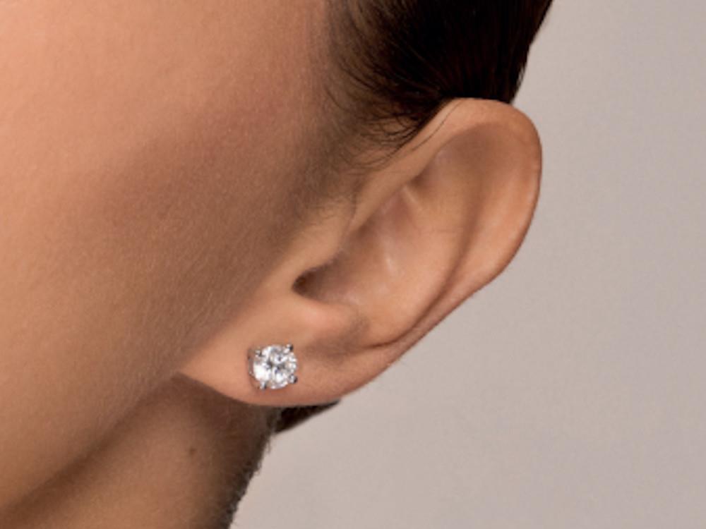 Solitario Boucles d’Oreilles Taille Princesse en Or Blanc 18K 0.5 ct, CEW10043