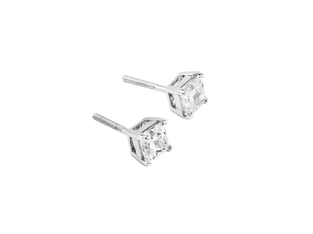 Solitario Boucles d’Oreilles Taille Princesse en Or Blanc 18K 2 ct, CEW10154