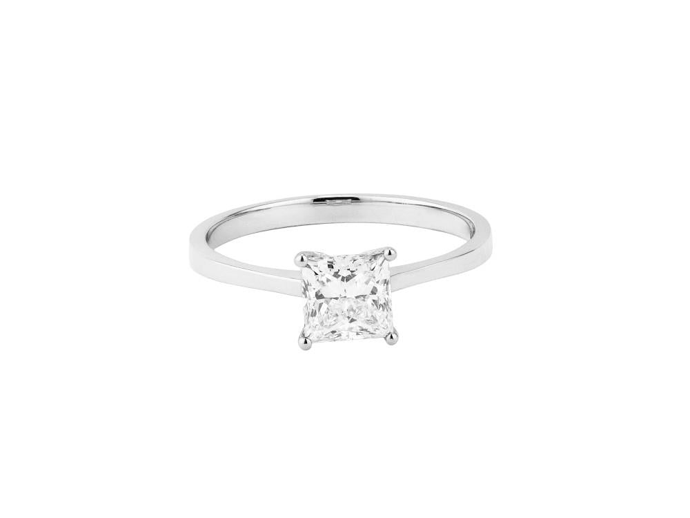Solitario Bague Solitaire Taille Princesse 18K Or Blanc 1 ct, CLRW10405-14
