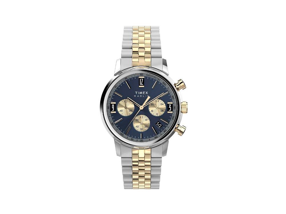 Montre à Quartz Timex Marlin, Bleu, 40 mm, Chronographe, TW2W60200