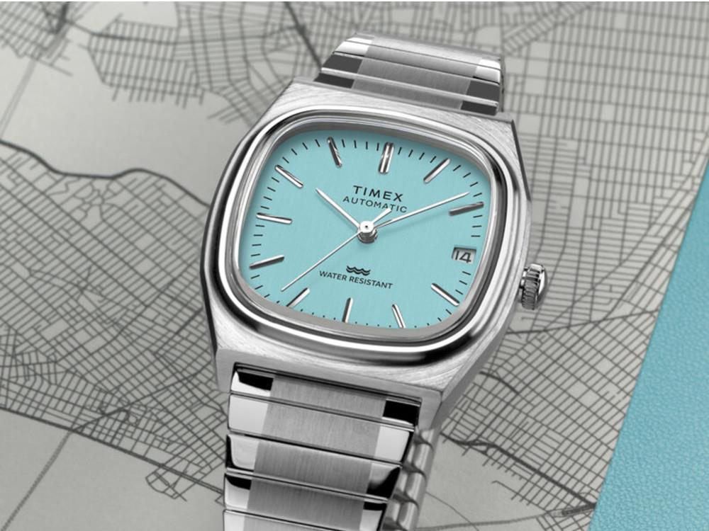 Montre Automatique Timex E Line, Turquoise, 34 mm, TW2Y07300