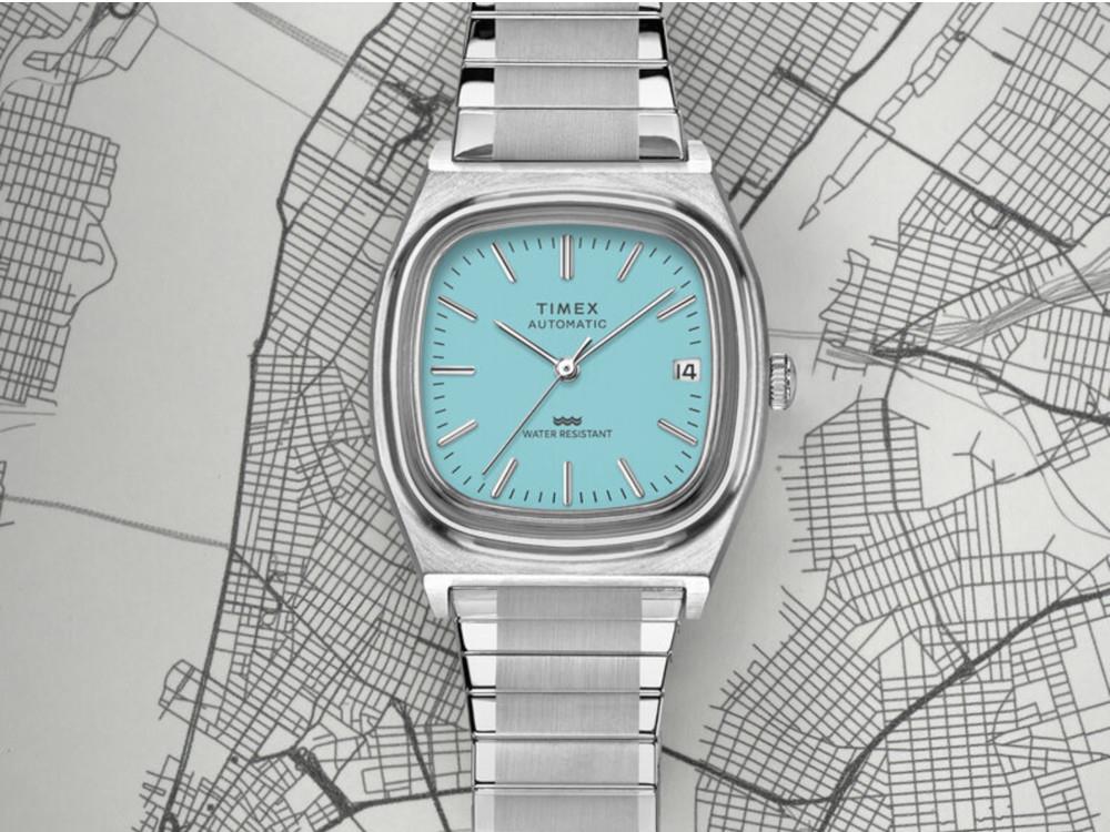 Montre Automatique Timex E Line, Turquoise, 34 mm, TW2Y07300