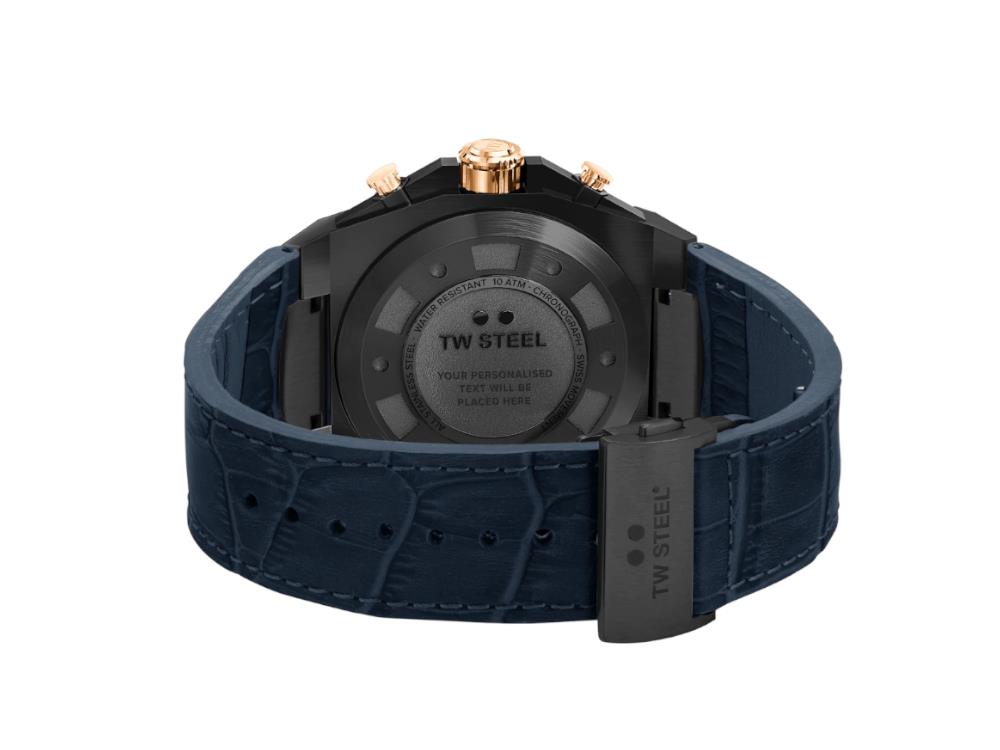 Montre à Quartz TW Steel Ceo Tech, Bleu, 45 mm, Bracelet en cuir, 10 atm, CE4086