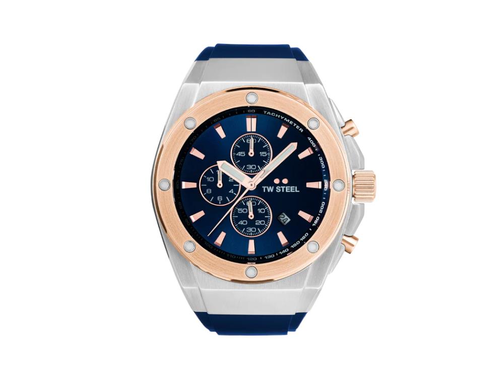 Montre à Quartz TW SteelCeo Tech 44mm, Bleu, 44 mm, Caoutchouc, 10 atm, CE4105