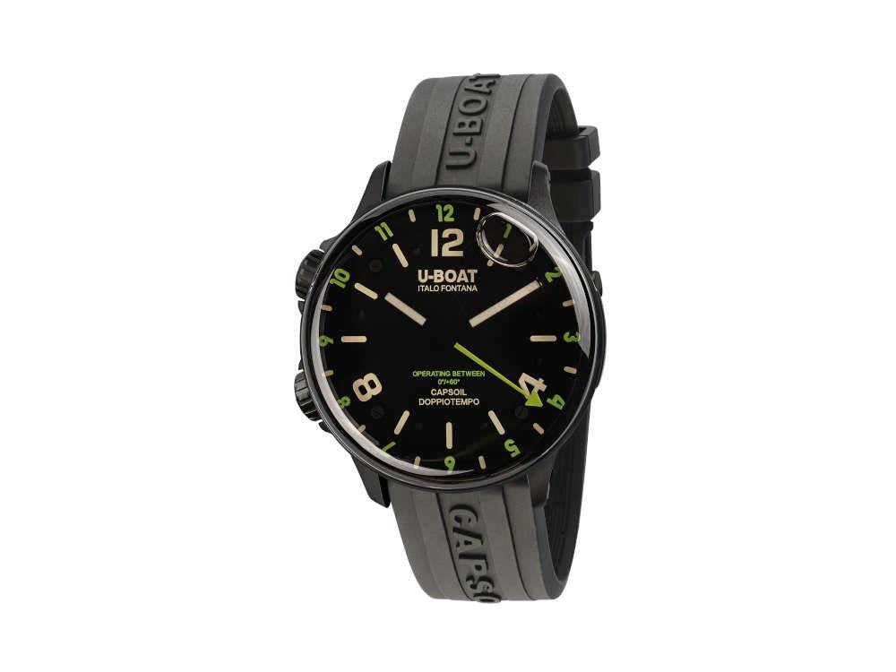 Montre à Quartz U-Boat Capsoil Doppiotempo Green Rehaut, DLC, Noir, 45 mm, 8840