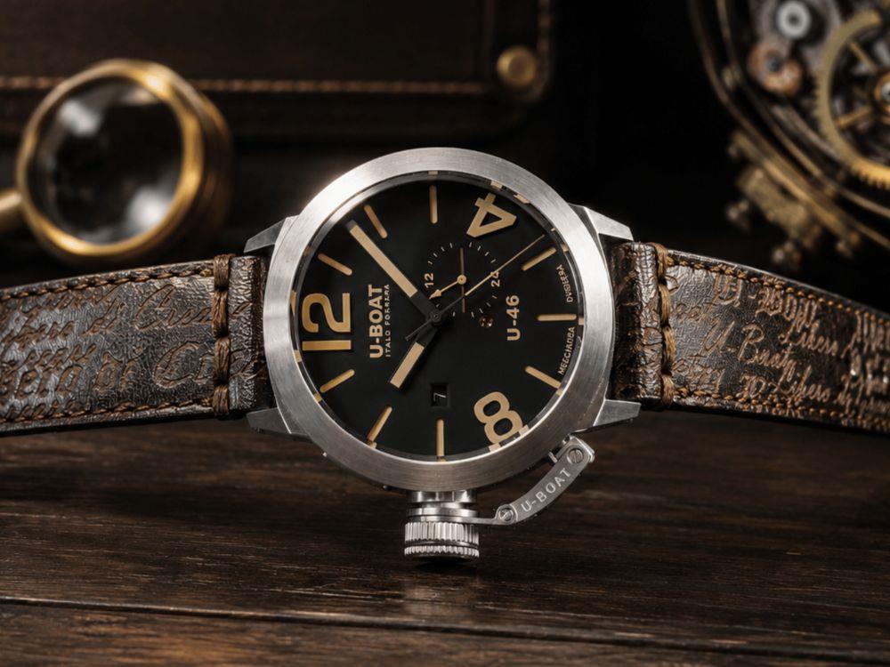 Montre Automatique U-Boat Classico U46 AS1, Acier Inoxydable, Noir, 46 mm, 4646