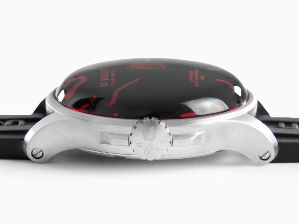 Montre à Quartz U-Boat Capsoil Darkmoon 44 Red SS, Noir, 44 mm, 8465/A