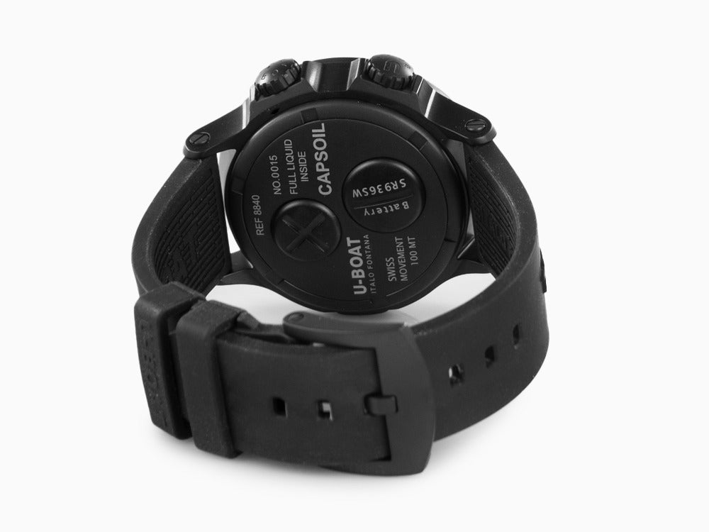 Montre à Quartz U-Boat Capsoil Doppiotempo Green Rehaut, DLC, Noir, 45 mm, 8840