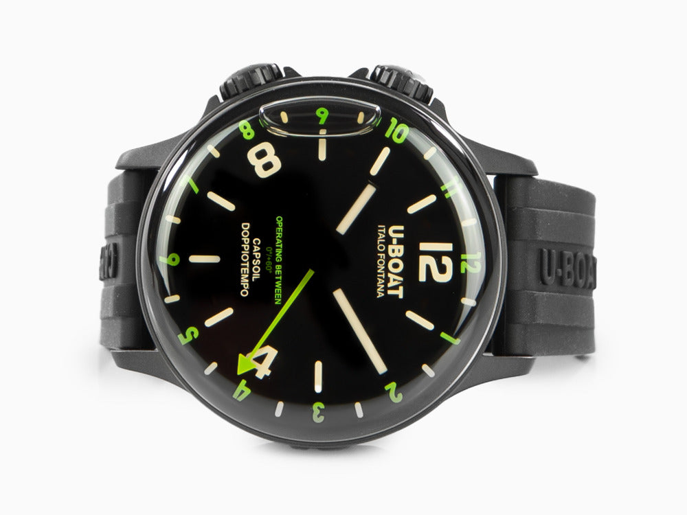 Montre à Quartz U-Boat Capsoil Doppiotempo Green Rehaut, DLC, Noir, 45 mm, 8840