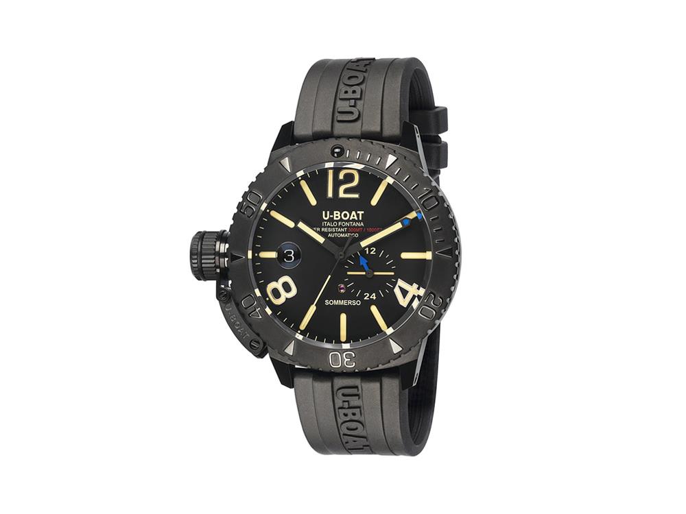 Montre Automatique U-Boat Classico Sommerso, DLC, Noir, 46 mm, 30 atm, 9015