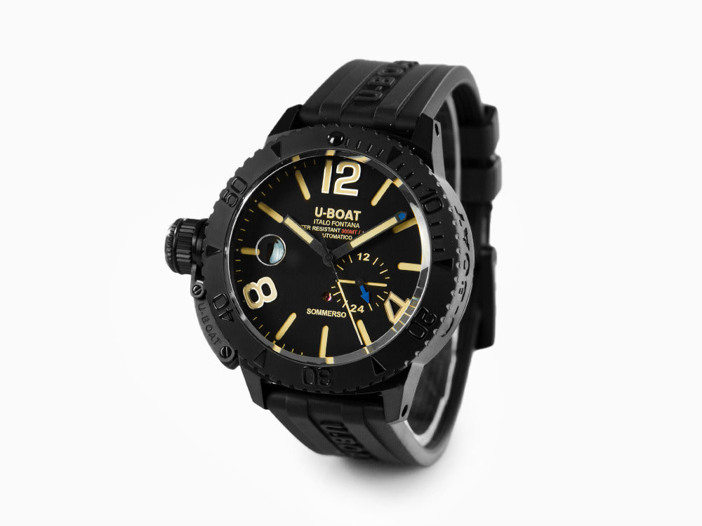 Montre Automatique U-Boat Classico Sommerso, DLC, Noir, 46 mm, 30 atm, 9015