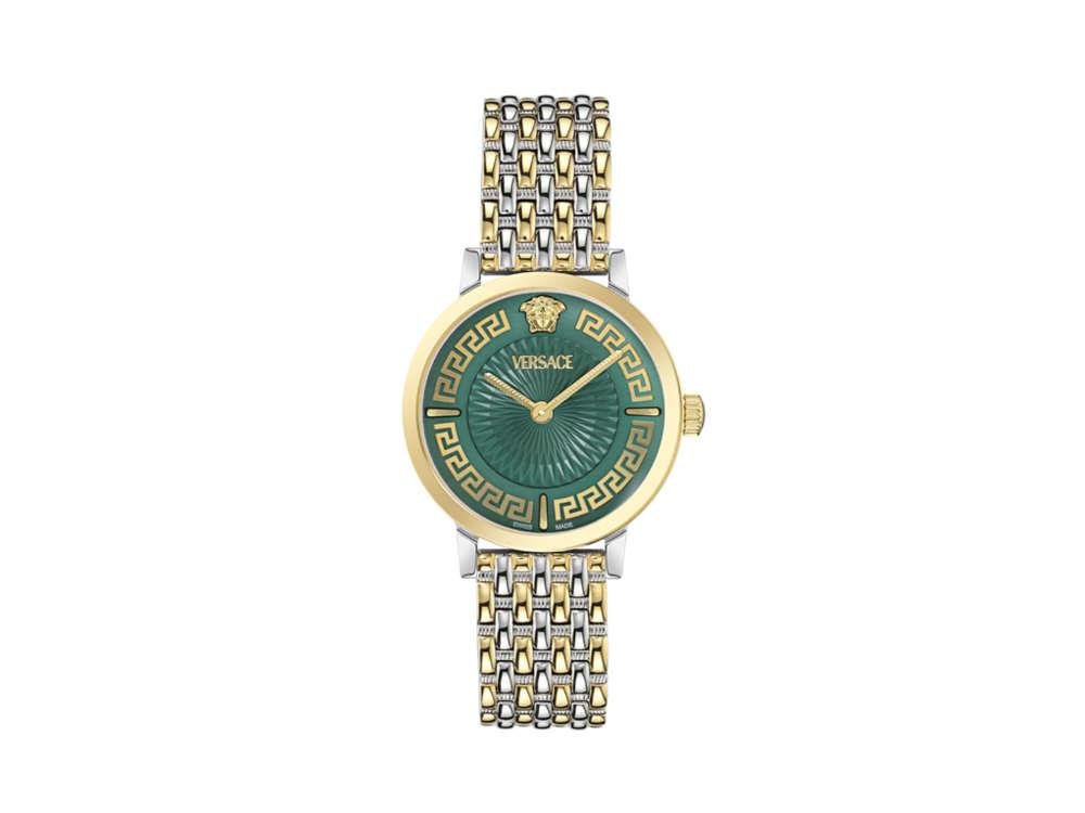 Montre à Quartz Versace Greca Fortuna, PVD Or, Vert, 35 mm, VE0A00325