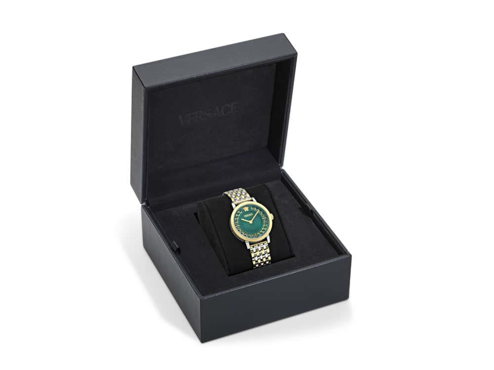 Montre à Quartz Versace Greca Fortuna, PVD Or, Vert, 35 mm, VE0A00325