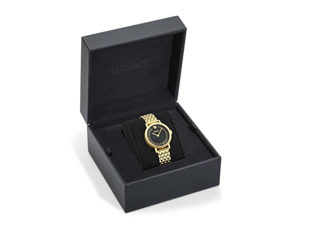 Montre à Quartz Versace Greca Fortuna, PVD Or, Noir, 35 mm, VE0A00525
