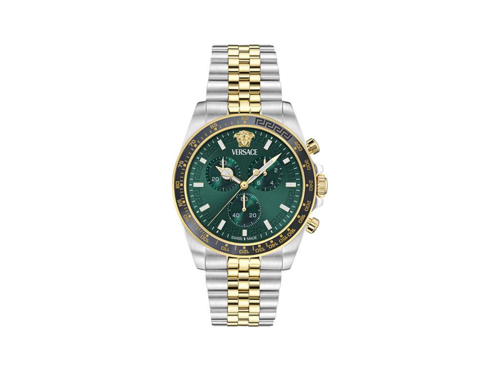 Montre à Quartz Versace Greca Chrono Wave, Vert, 43 mm, VE0H00425