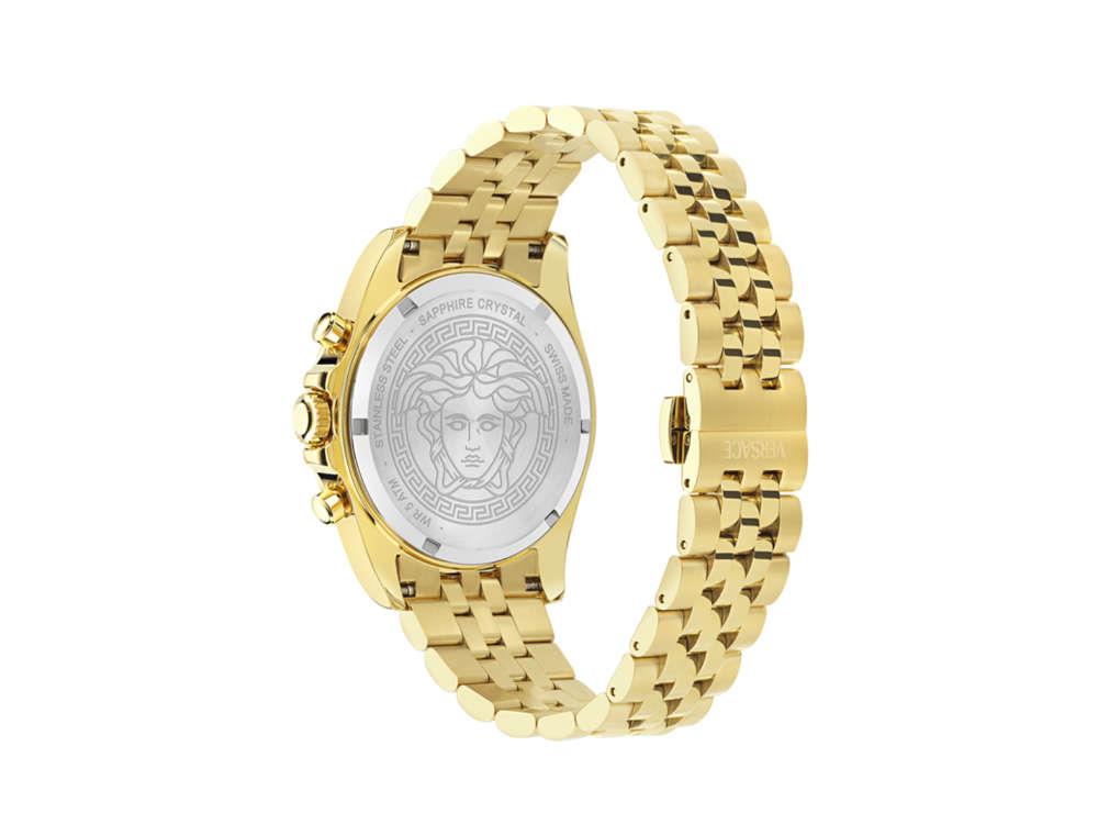 Montre à Quartz Versace Greca Chrono Wave, PVD Or, Noir, 43 mm, VE0H00525