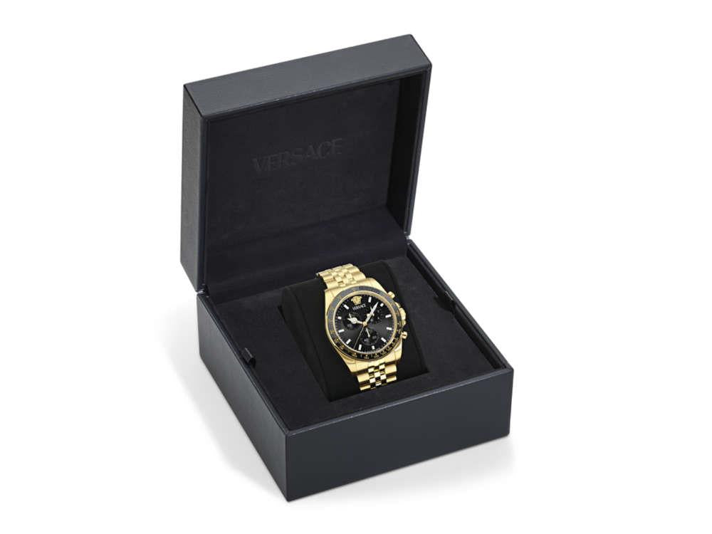 Montre à Quartz Versace Greca Chrono Wave, PVD Or, Noir, 43 mm, VE0H00525