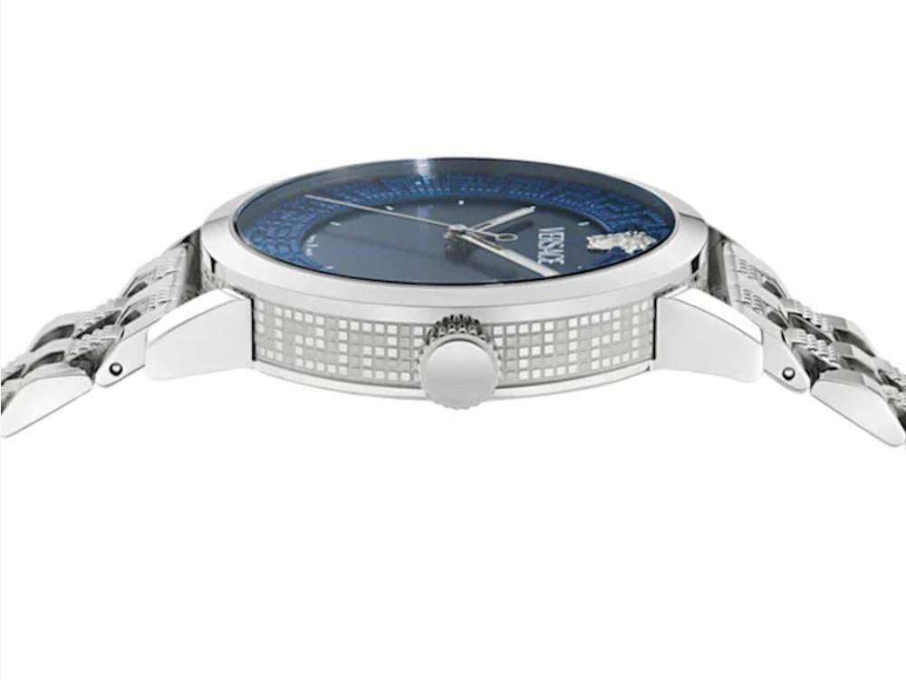 Montre à Quartz Versace Albireo, Acier Recyclé, Bleu, 40 mm, VE0T00325