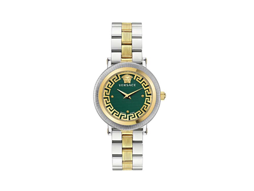 Montre à Quartz Versace Greca Flourish, PVD Or, Vert, 35 mm, VE7F00523