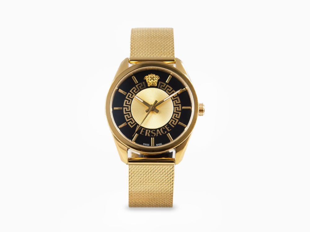 Montre à Quartz Versace New V Circle, PVD Or, 36 mm, Verre de saphir, VE8A00424