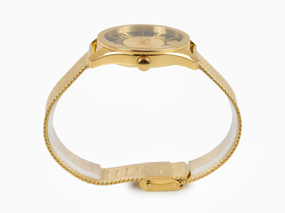 Montre à Quartz Versace New V Circle, PVD Or, 36 mm, Verre de saphir, VE8A00424