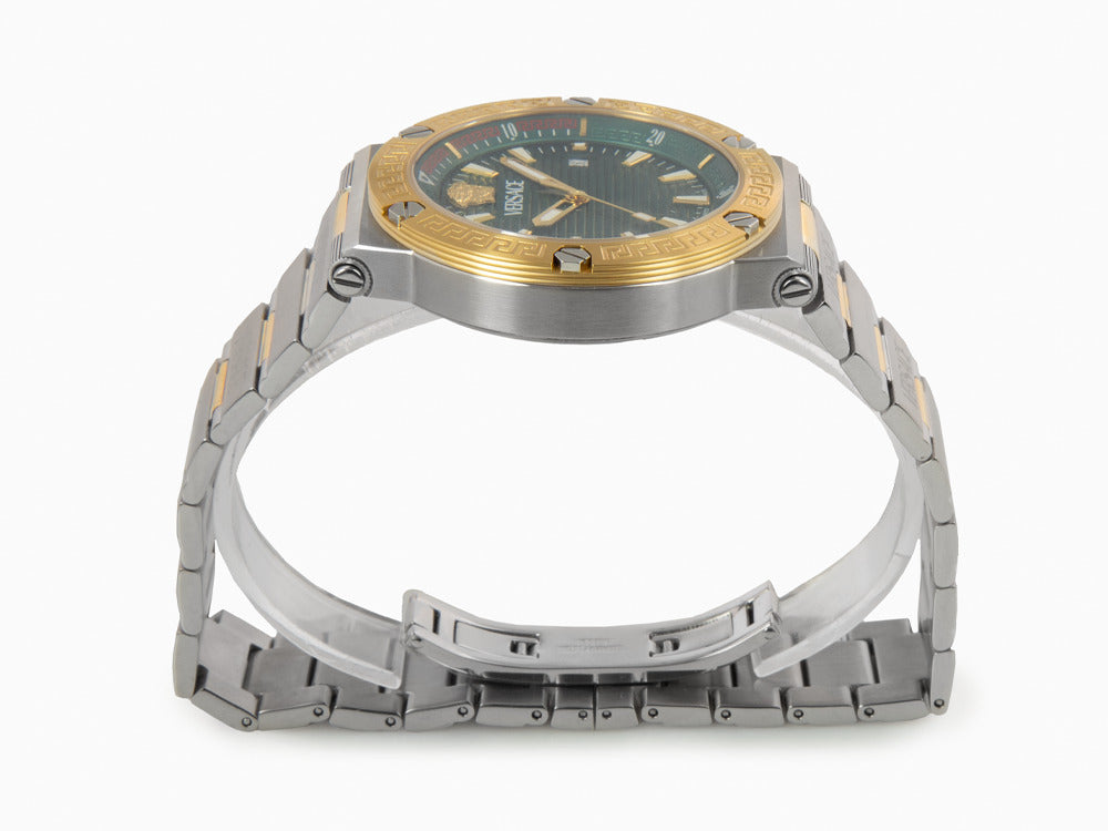 Montre à Quartz Versace Greca Logo Diver, Vert, 43 mm, Verre saphir, VE8G00524