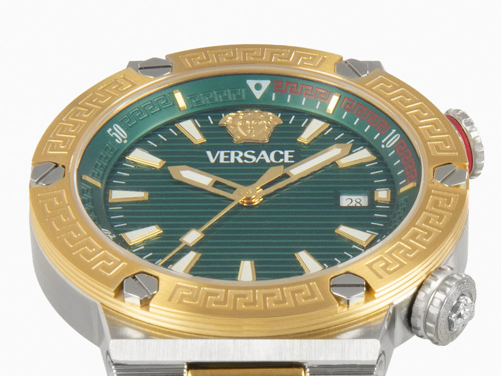 Montre à Quartz Versace Greca Logo Diver, Vert, 43 mm, Verre saphir, VE8G00524