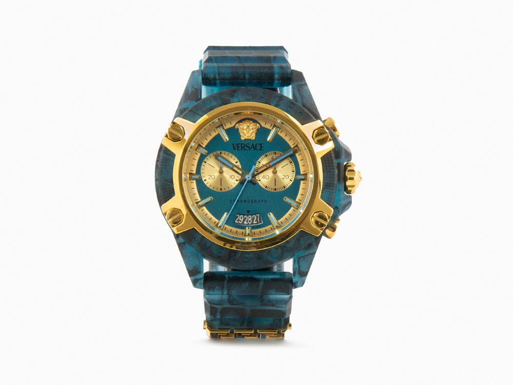 Montre à Quartz Versace Icon Active, Polycarbonate, Bleu, 44 mm, VE8P00324