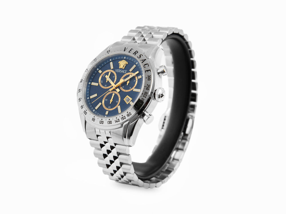 Montre à Quartz Versace Chrono Master, Bleu, 44 mm, Verre de saphir, VE8R00324