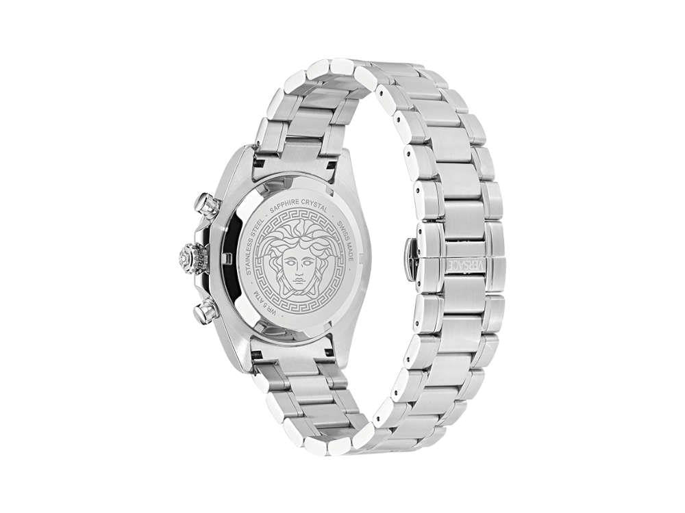 Montre à Quartz Versace Chrono X, Acier Recyclé, Bleu, 44 mm, VE9K00324