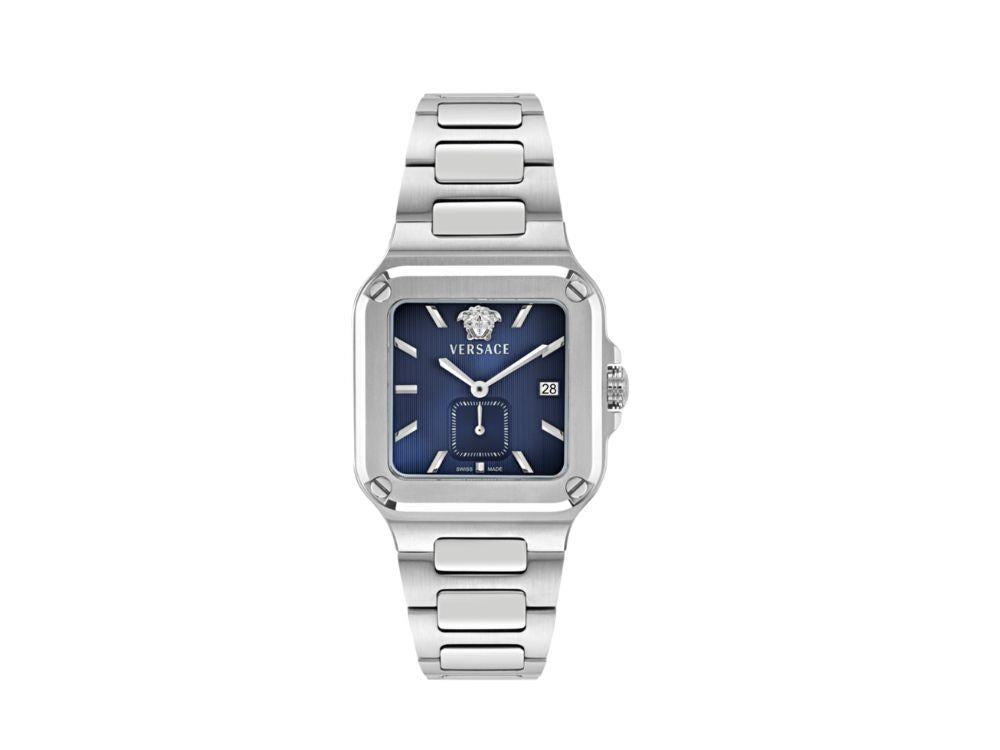 Montre à Quartz Versace Greca Edge Gent, Acier Recyclé, Bleu, 38 mm, VE9Y00226