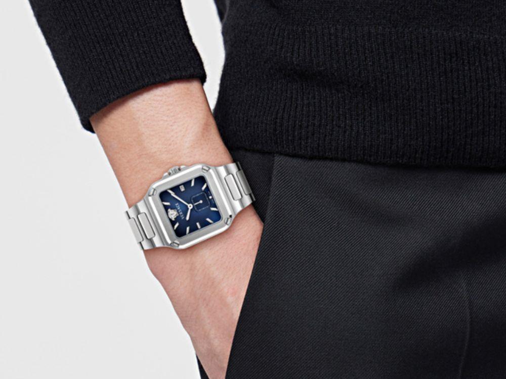 Montre à Quartz Versace Greca Edge Gent, Acier Recyclé, Bleu, 38 mm, VE9Y00226