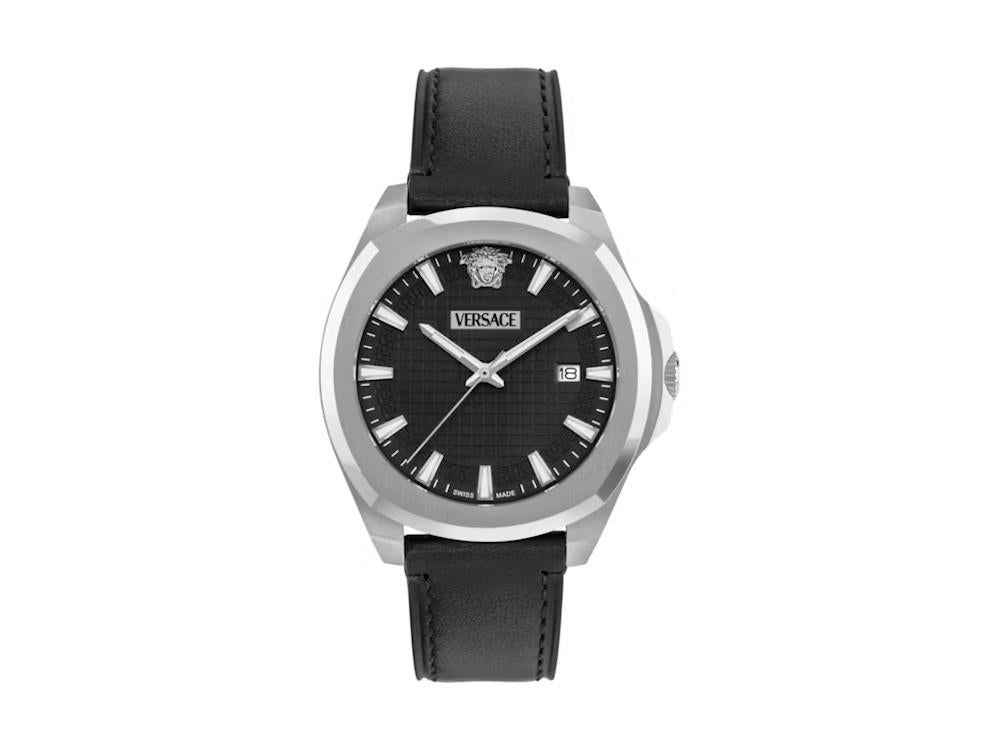 Montre à Quartz Versace Luxury 3 Hands, Acier Recyclé, Noir, 42 mm, VEKKA0125