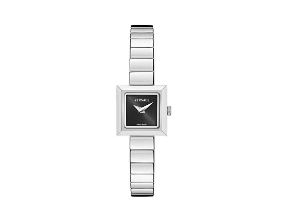 Montre à Quartz Versace V_Square, Noir, Verre de saphir, VEY900226