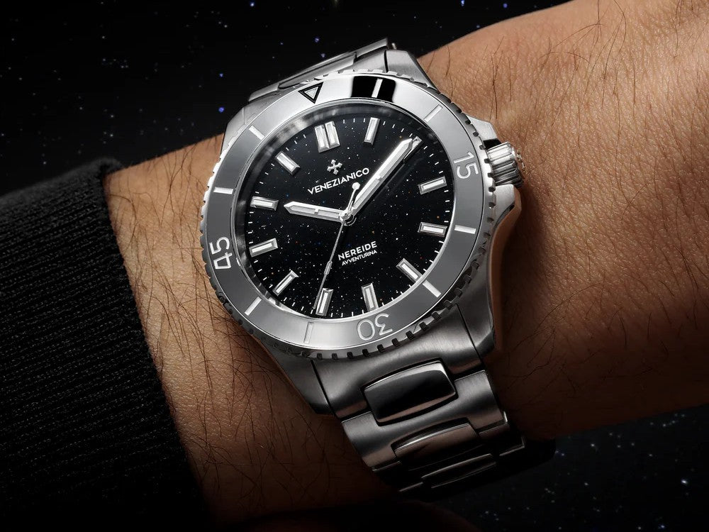 Montre Automatique Venezianico Nereide Avventurina Nera, 39 mm, Noir, 3121550C