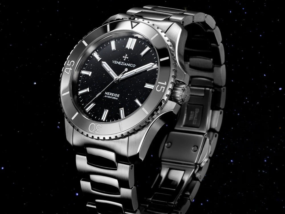 Montre Automatique Venezianico Nereide Avventurina Nera, 39 mm, Noir, 3121550C