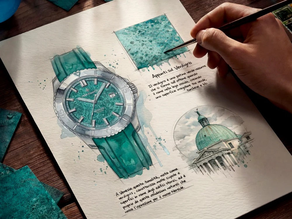 Montre Automatique Venezianico Nereide Verdigris 42 mm, Turquoise, 4521549
